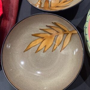 HOME TREND ISLAND LEAF STONEWARE SOUP BOWLS(4)